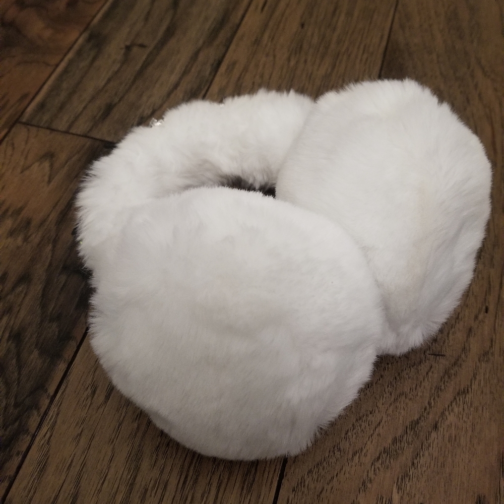White Faux Fur Crystal Embellished Earmuffs Earwarmers Headband - Picture 12 of 12